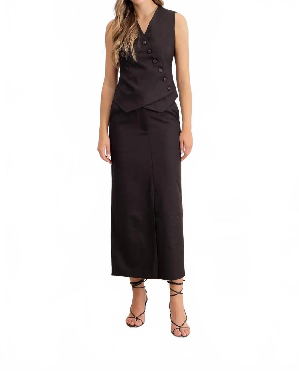 NEW BLU PEPPER darcy split hem skirt in black